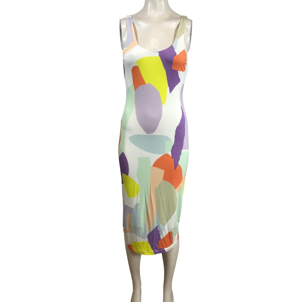 Alice + Olivia Abstract Geometric Print Bodycon Midi Dress Multicolor Size 2‎
